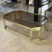 Octagonal brass coffee table, signed Anna Nora.