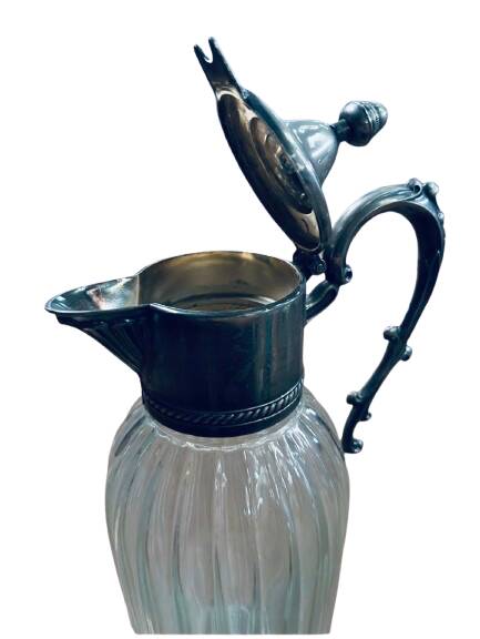 Aiguière verre et étain 1950