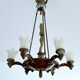 Large Art Deco sculptural chandelier in bronze and glass, 1930s