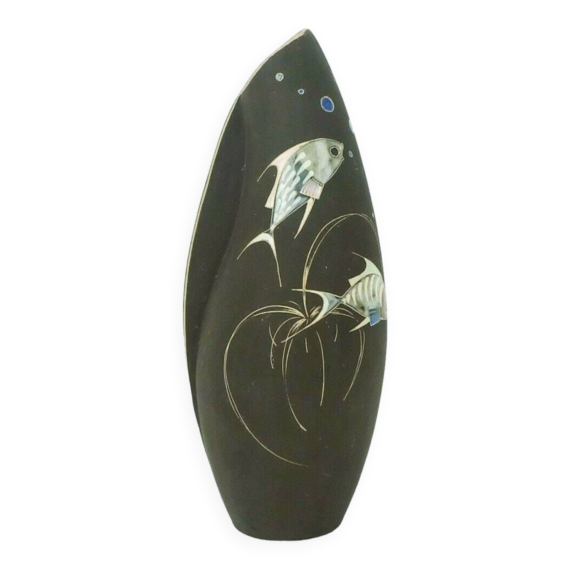 Mid century vase 50s organic shape fish decor model no. 2007 b