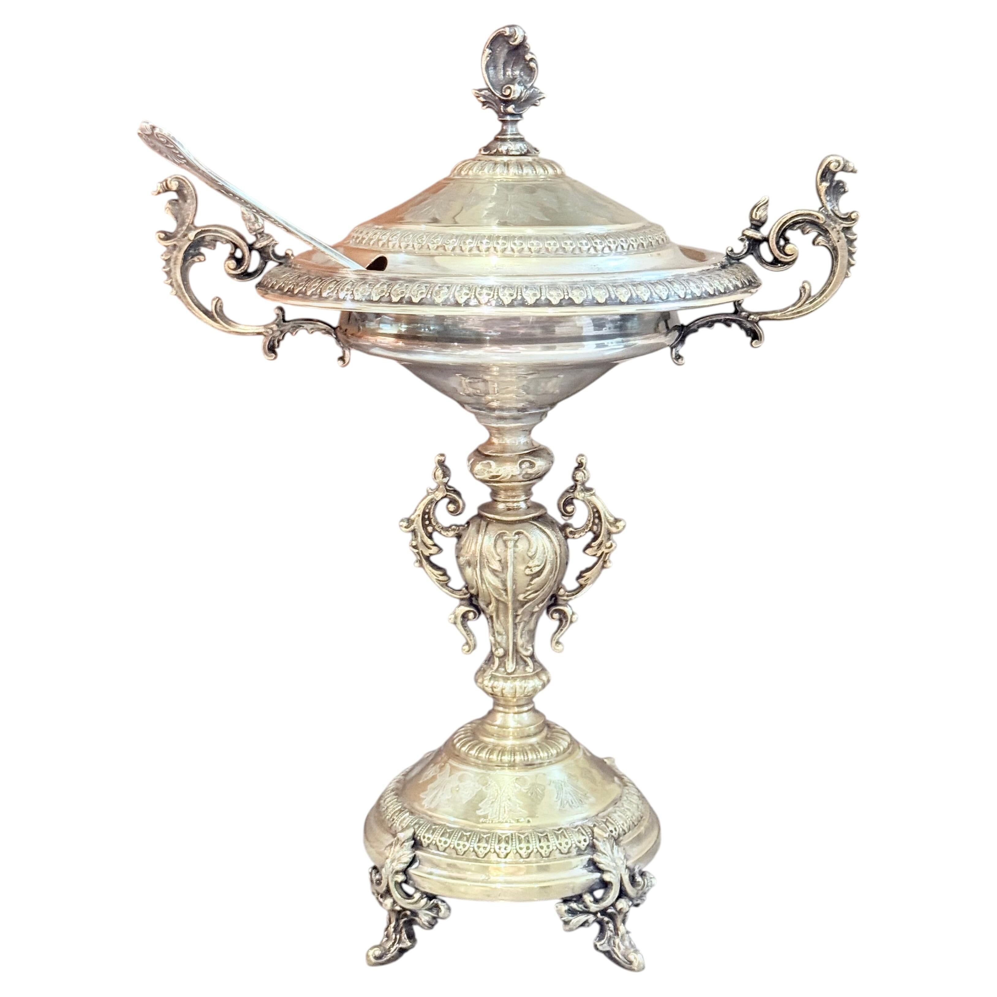 Antique Silver Cup, Swedish Nickel Silver Sugar Sprinkler with Spoon Östberg