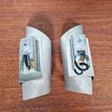 Pair of brushed aluminum wall lights, 1970s