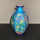 Octagonal ball vase in Longwy earthenware with floral decoration of cloisonné enamels