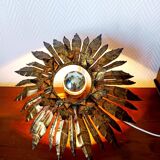 1960s golden brass sun ceiling light