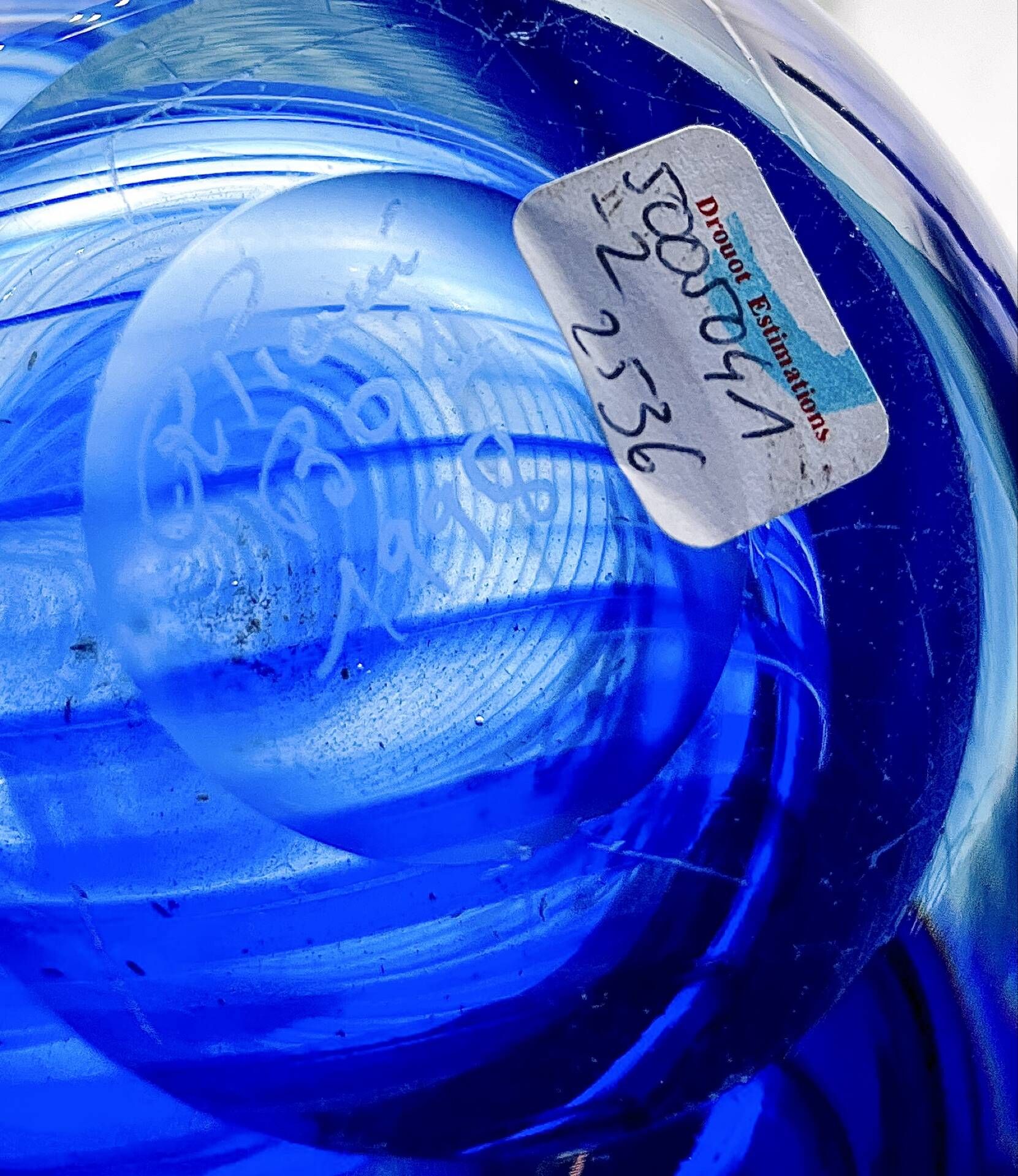 Large Vase R Pierini 1998 Blue White Glass Bubble 31cm 5kg Signed
