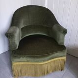 Green velvet toad armchair