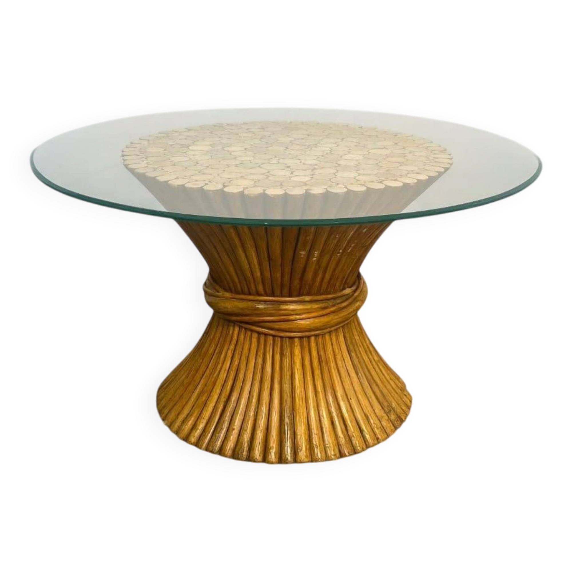 Wheat sheaf coffee table Elinor McGuire. American work. Circa 1970.