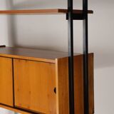 Vintage desk with modular bookcase in wood and metal, 1960