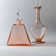 Set of 2 vintage Murano glass carafes from the 1940s, Rosalin glass with stoppers.