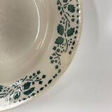 Deep plate, Terre de Fer, Choisy le roi, green stencil with leaf motif