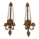 Important Pair of Gilded Carved Wood Wall Lights with Crystal Garlands