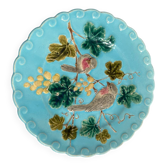 Slush dessert plate. Sarreguemines. Mimosa bird decorations