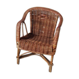 children's chair in vintage rattan