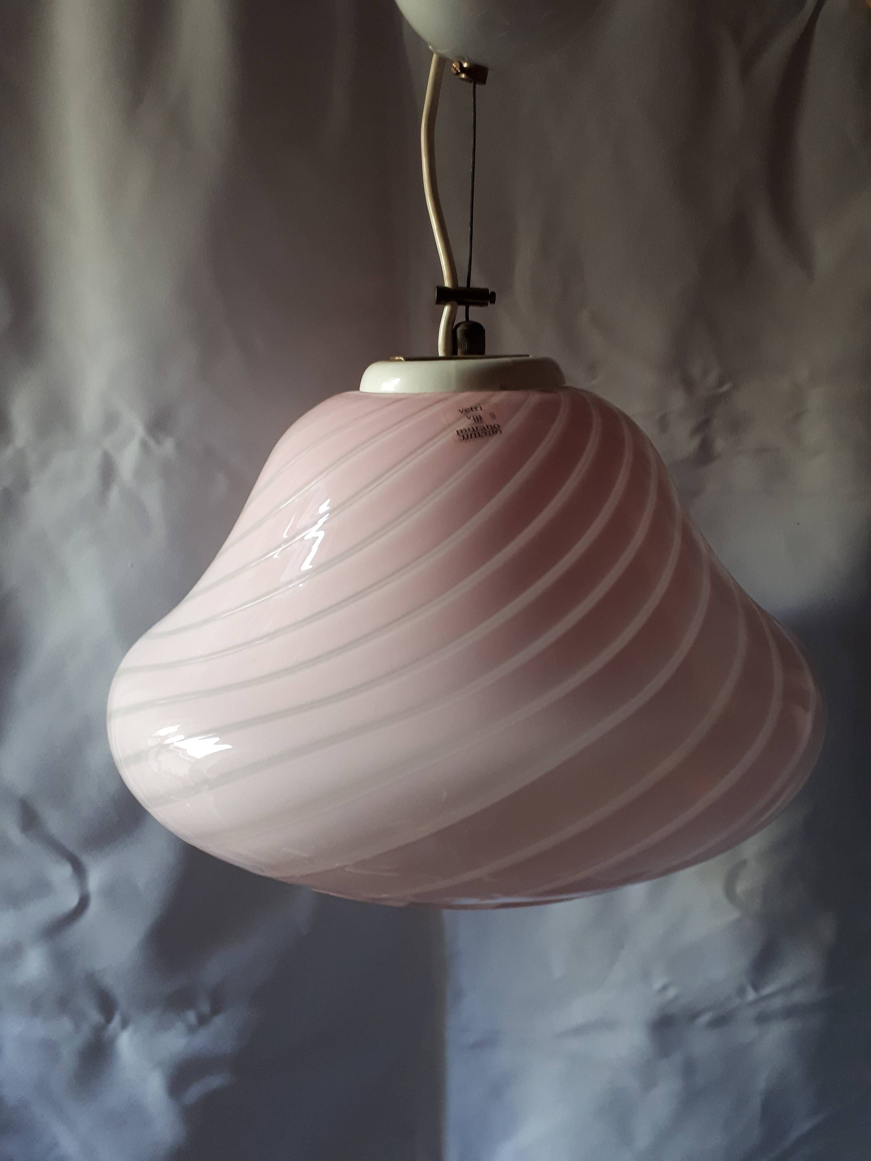 Vetri murano venini 1960/1970 vintage pink glass lamp