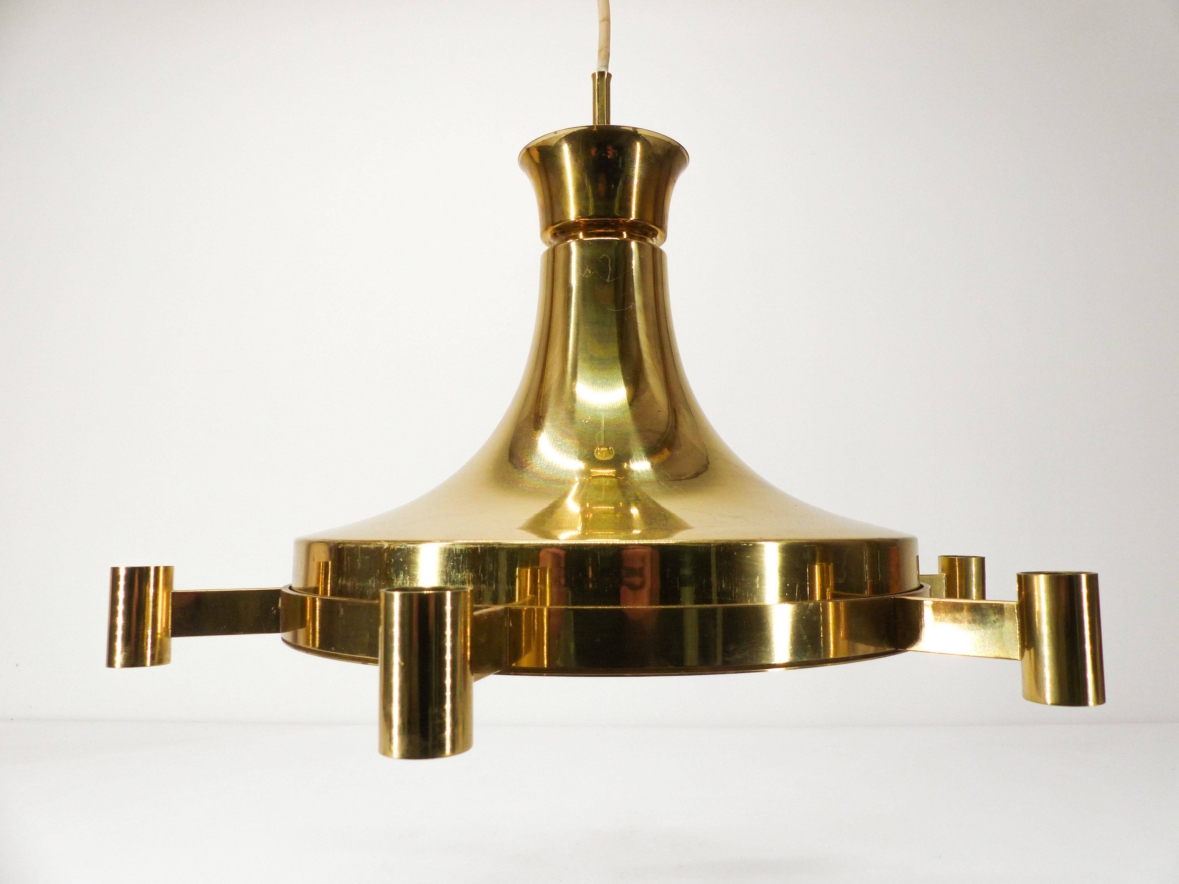 Suspension scandinave en laiton doré Carl Fagerhult Suède 1970