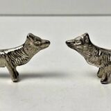 6 Vintage Silver Metal Knife Rests - Elegant Fox Design