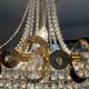 Waterfall chandelier with crystal grapevines and golden aluminum 60s-70s