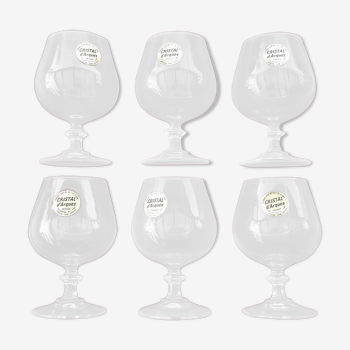 6 new Arques crystal cognac glasses