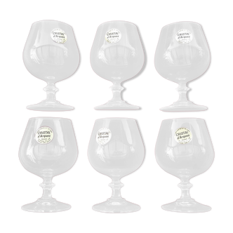6 new Arques crystal cognac glasses