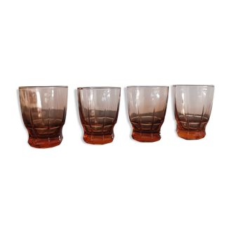 Set of 4 water glasses from the 1930s smoky pink