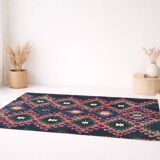 Red & Blue Geometric Vintage Kilim Rug, 158x238Cm