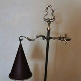Silver metal lamp with painted sheet metal shade