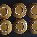 Set of 6 bowls and 6 matching plates in vintage brown