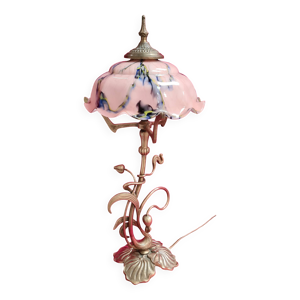 Lampe bronze art nouveau - opaline
