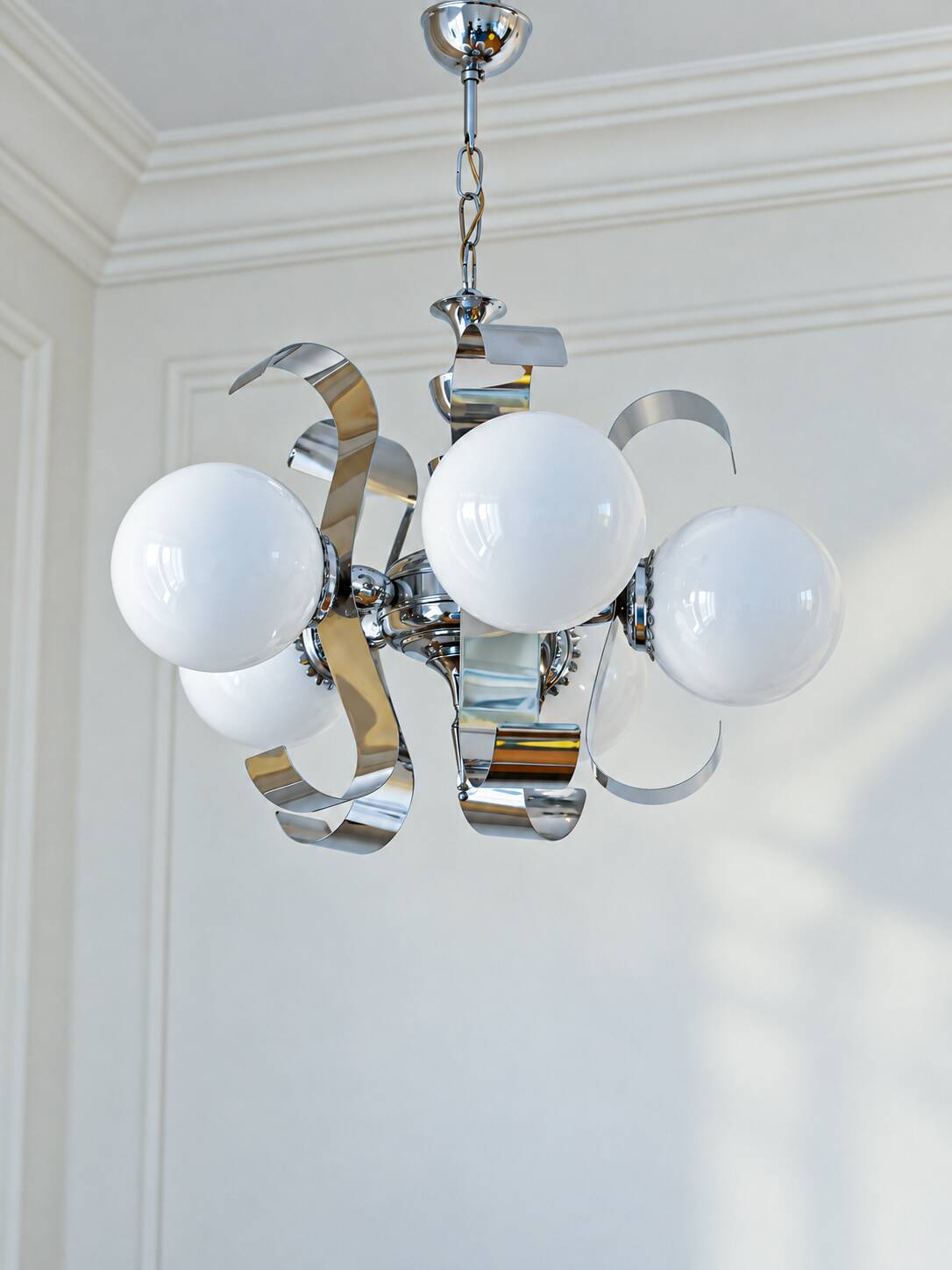 Vintage Space Age chrome chandelier, 1970s