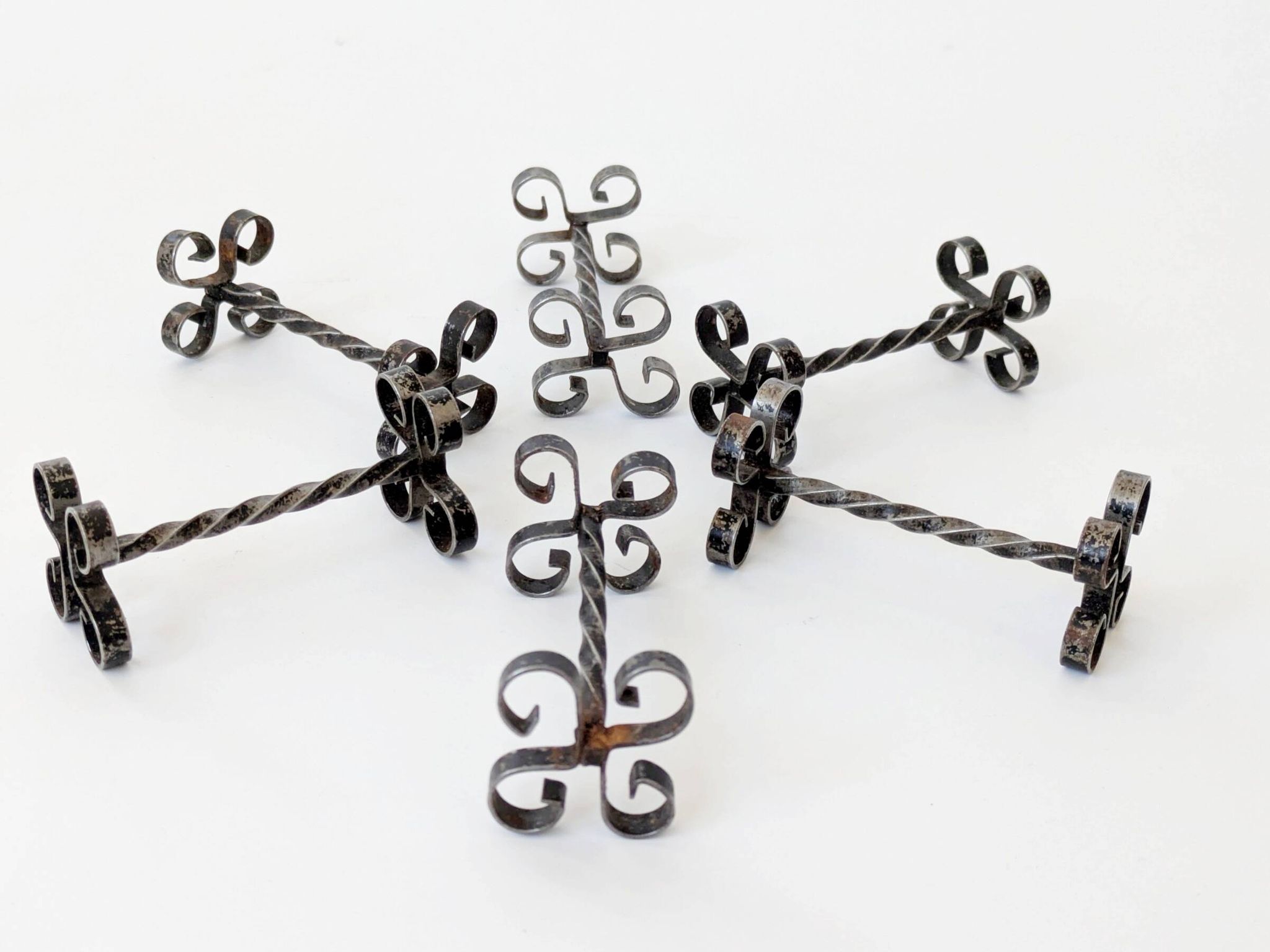 Set of 6 vintage wrought iron knife rests, France, 1970s