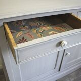 Parisian buffet with 2 doors and 2 drawers in patinated grey.
