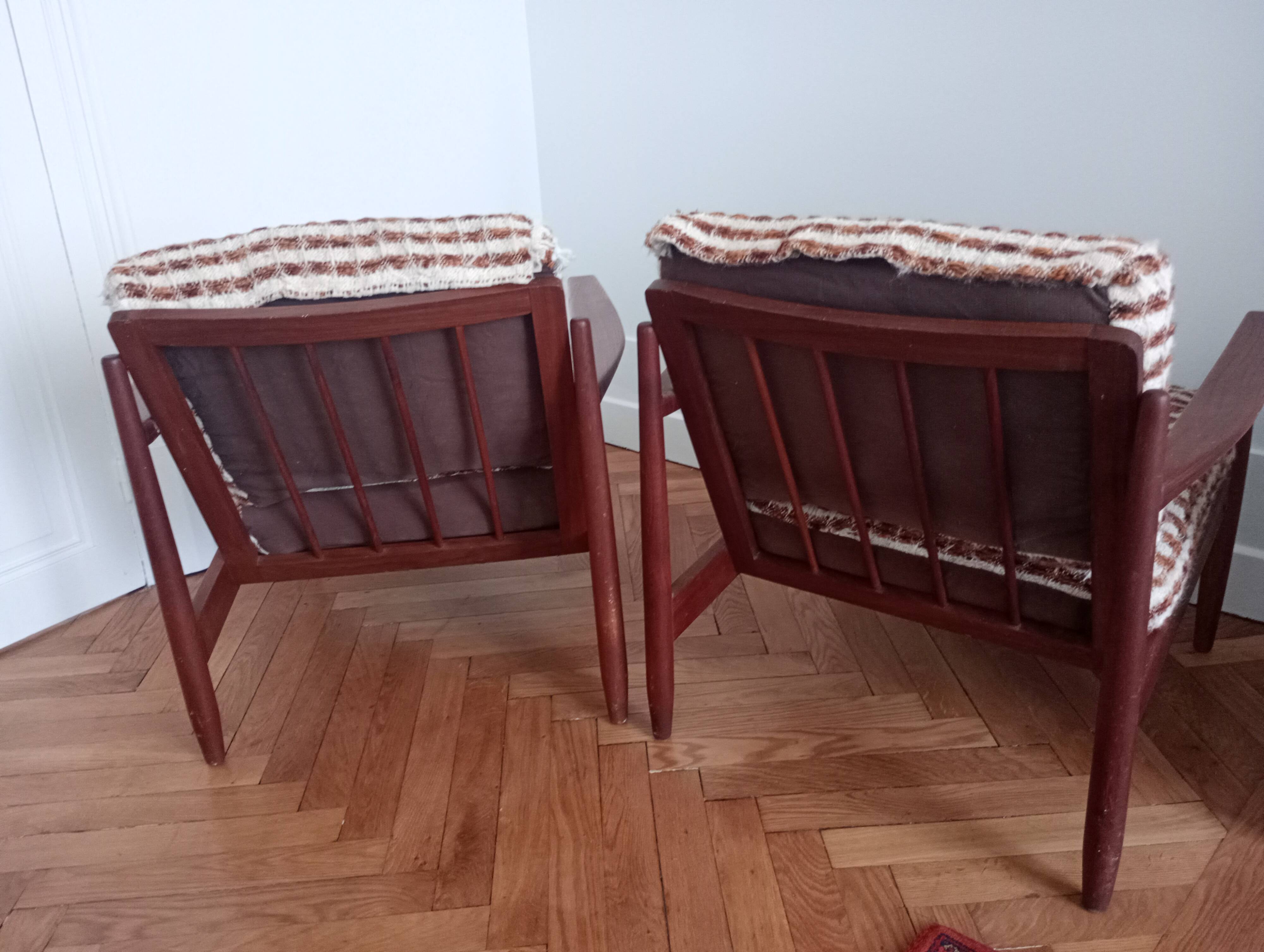 Pair of vintage Scandinavian teak armchairs.