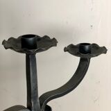 Pair of wrought iron candlesticks