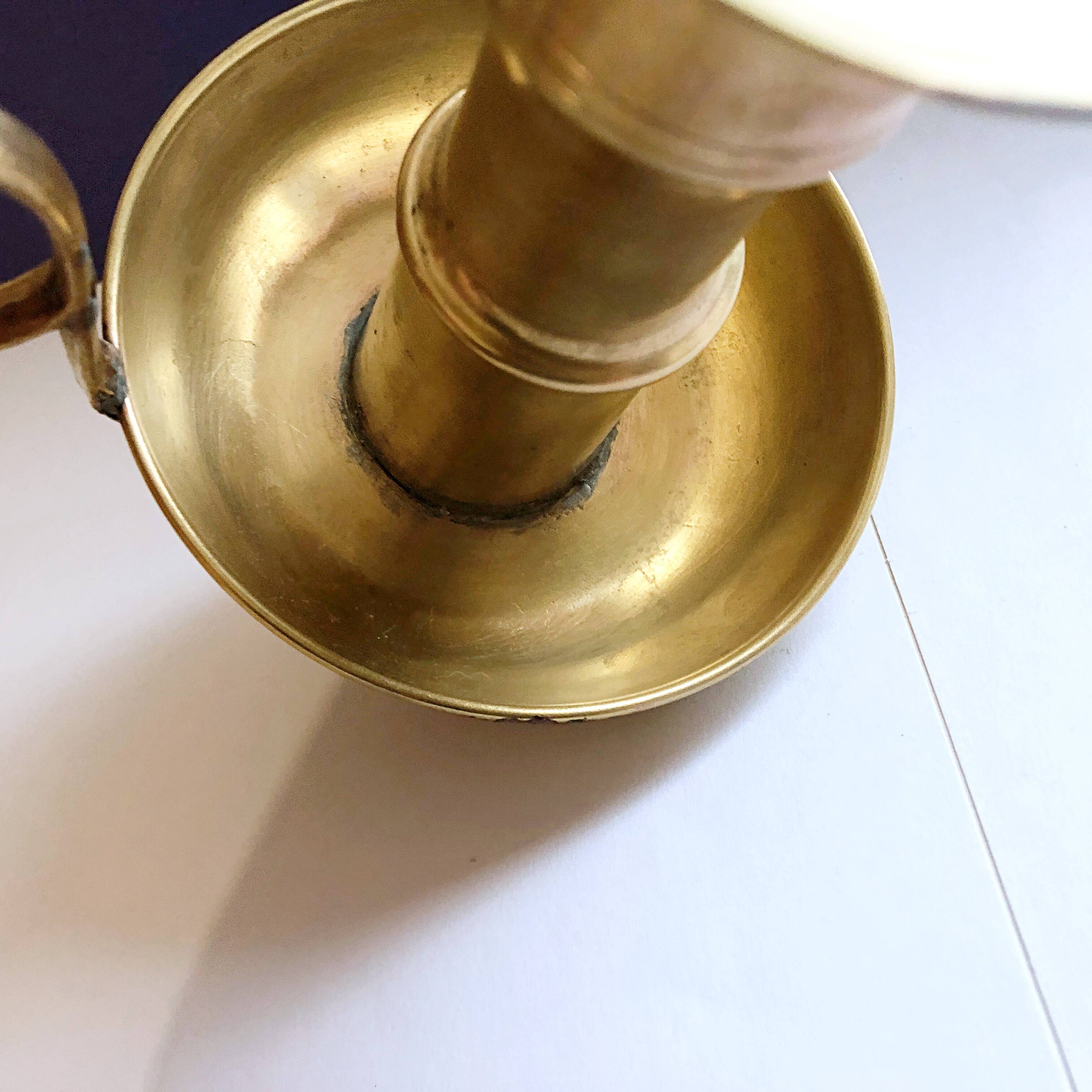 Large artisanal hand candle holder cellar rat gilded copper vintage atypical