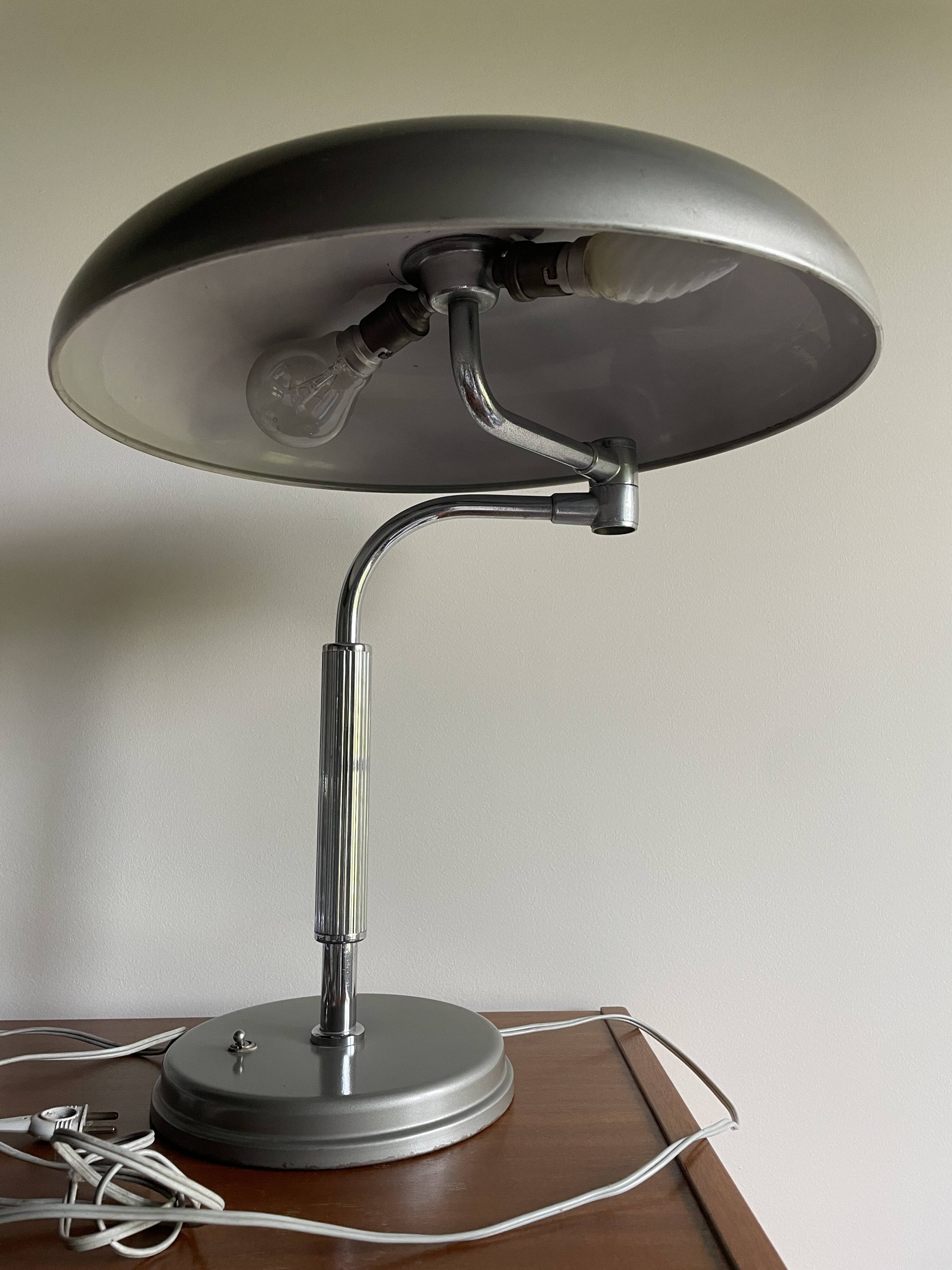 Authentic metal long neck grey lamp