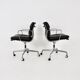 Black leather chairs with soft padding by Charles & Ray Eames for ICF, 1970s, set of 2