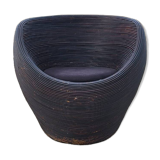 Vintage MCM pencil reed egg pod chair - rattan bamboo