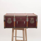 Old trunk travel suitcase burgundy color