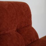 Rusty velvet low chair without arms