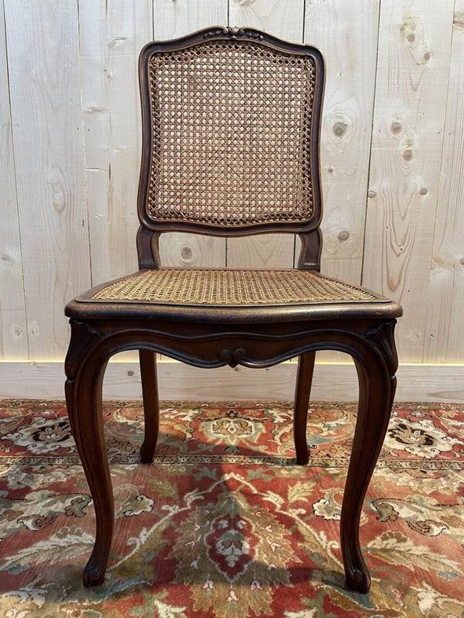 Set of 6 Louis XV chairs in walnut and cane