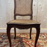 Set of 6 Louis XV chairs in walnut and cane