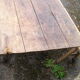 Rustic tray table with 2 trestles and 2 benches