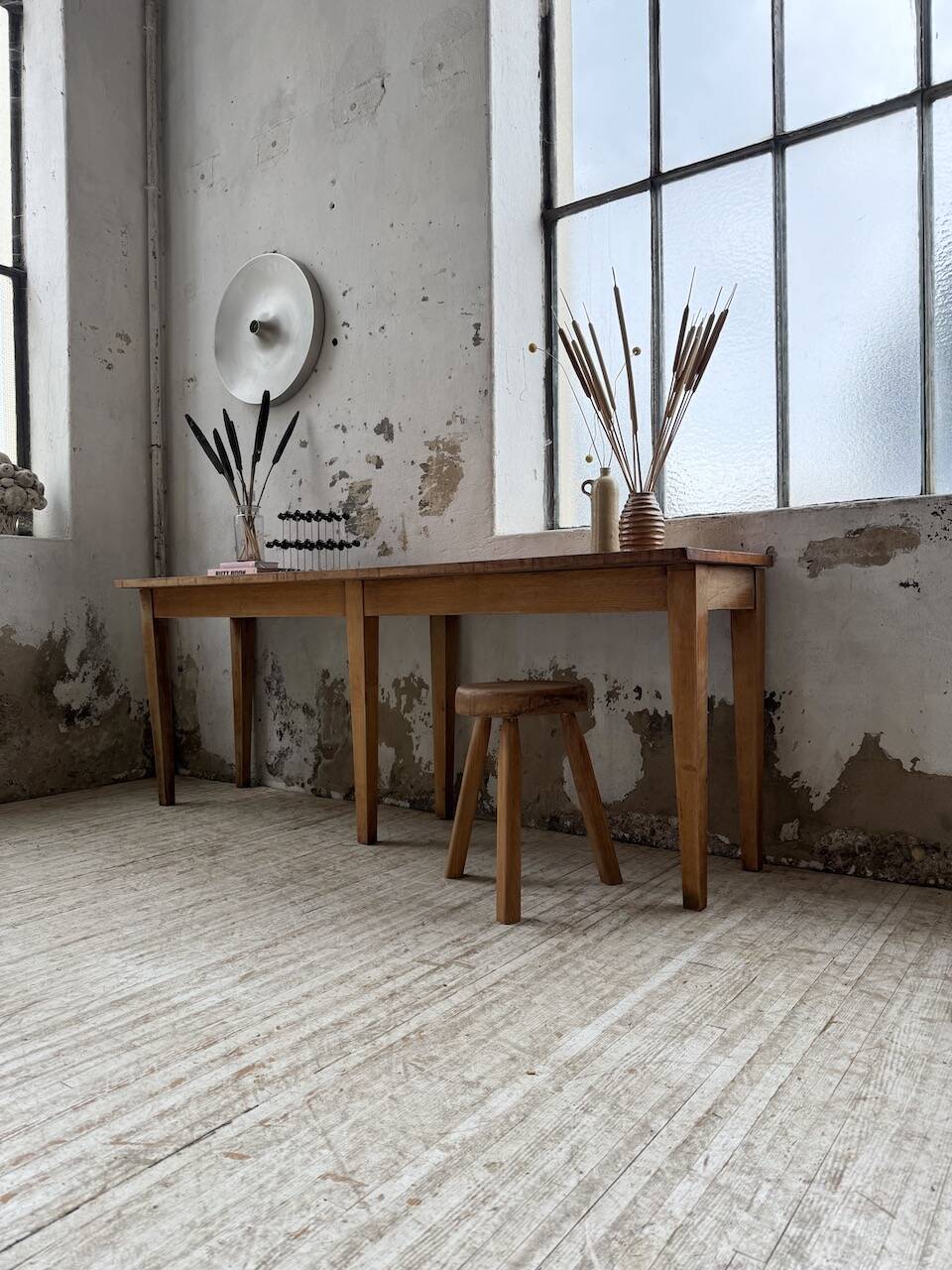 Oak and pine farmhouse console table