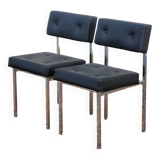 Paire de chaises en skaï design chromé - 1950s
