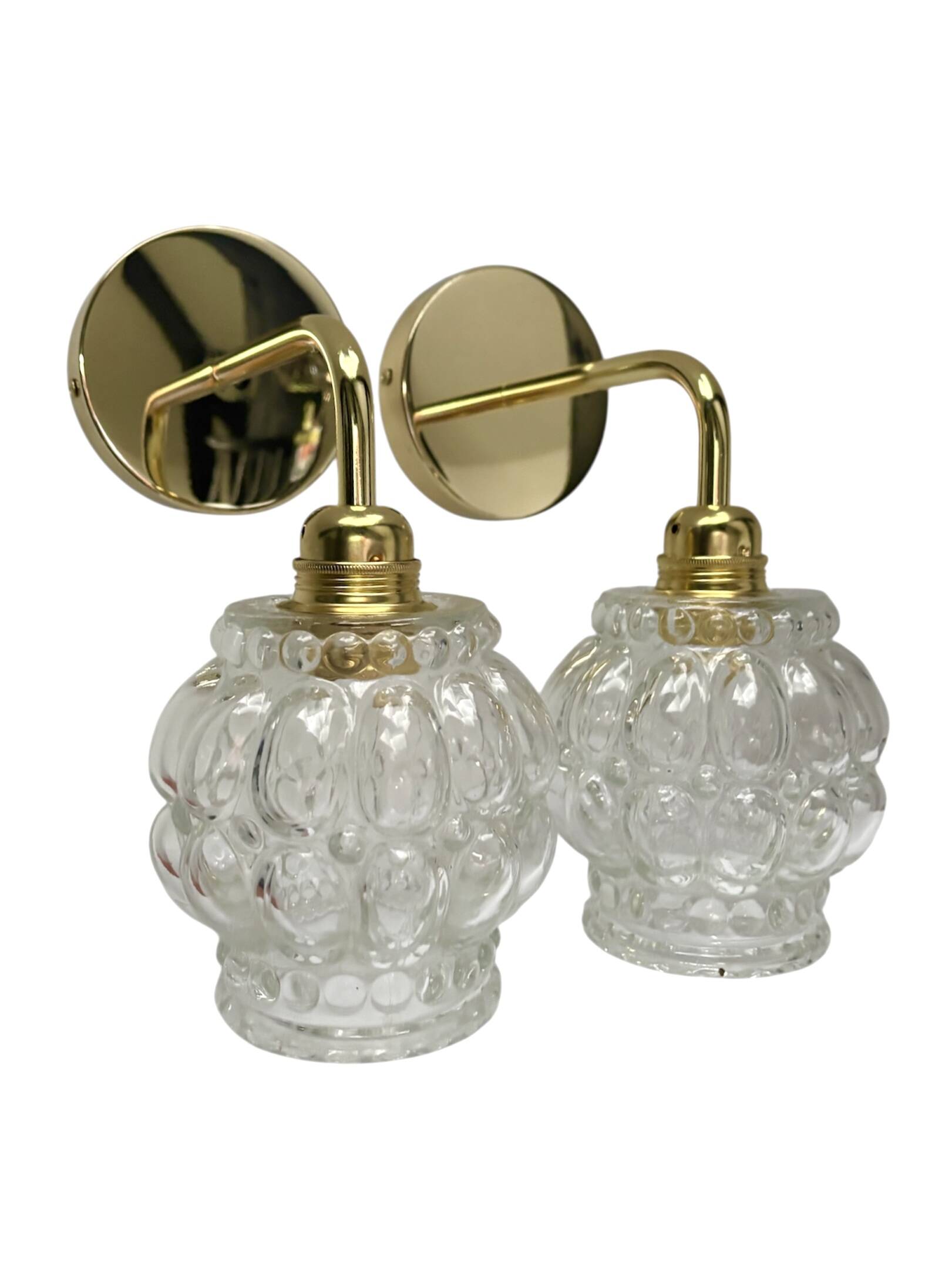 Pair of vintage glass gold wall sconces