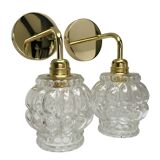 Pair of vintage glass gold wall sconces
