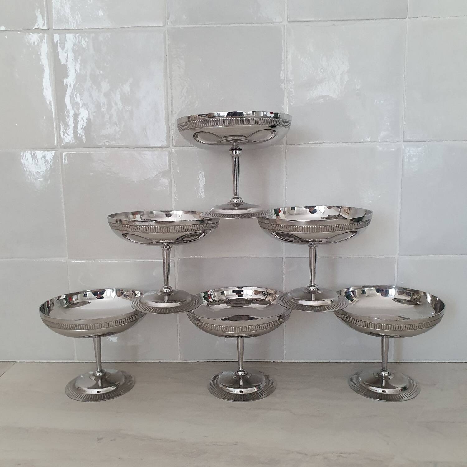 Chrome-plated stainless steel dessert bowls Jean Couzon
