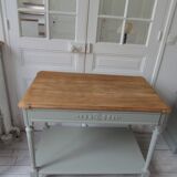Louis XVI style desk and serving trolley in beautifully crafted verdigris walnut.