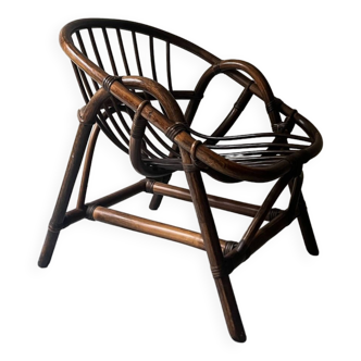 fauteuil vintage en rotin et osier, 1960