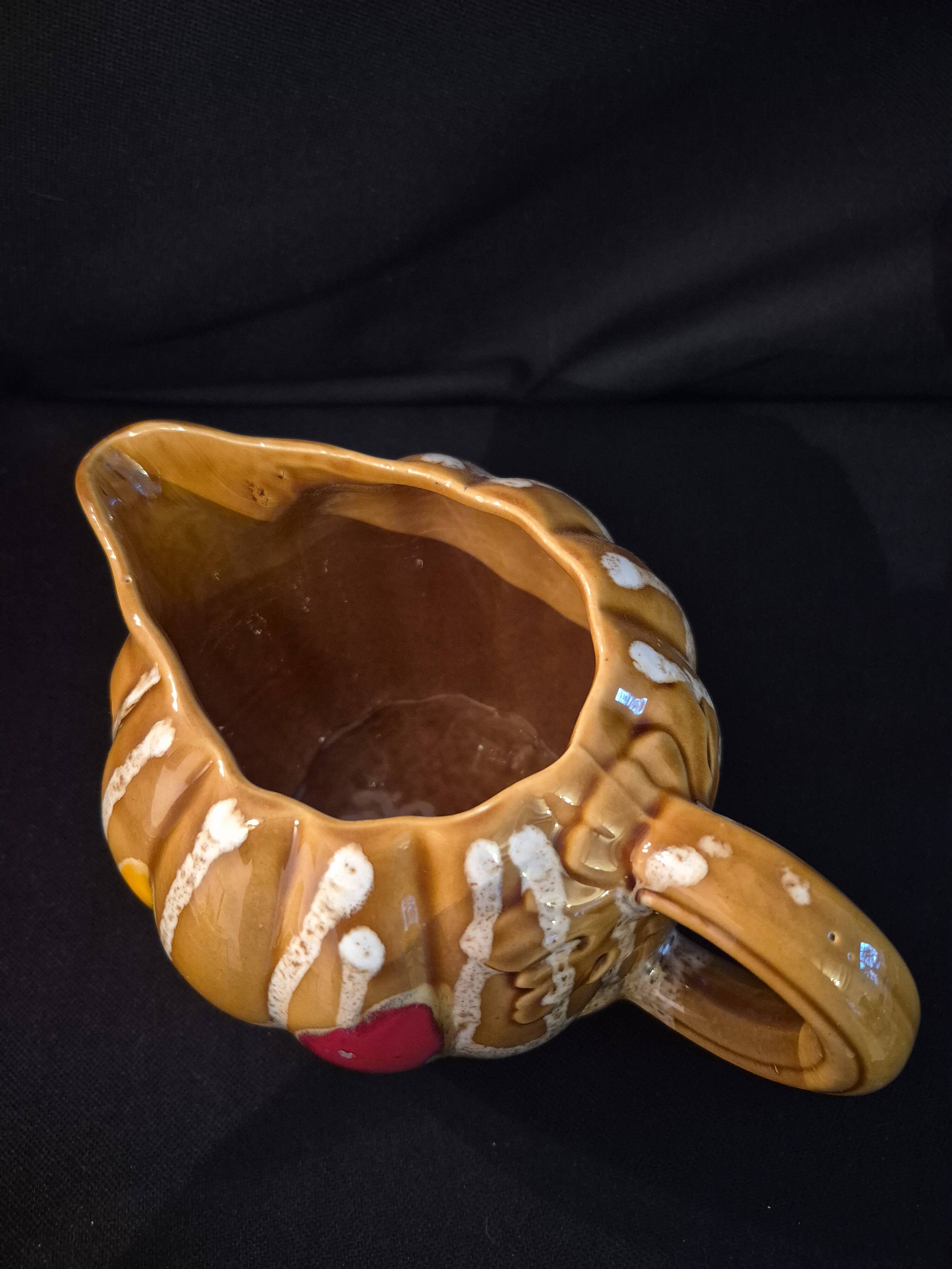 Melon-shaped ceramic jug, signed Poët-Laval, Cavaillon.